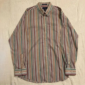 "PAUL FREDRICK Sport Dress Shirt Men's XL Button Down Striped Colorful”